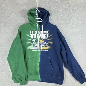 VTG Hanes Tie Dye Michigan Wolverines Vs Spartans Long Sleeve Fleece Hoodie LG - Picture 1 of 9