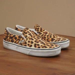 Zapatillas deportivas Vans con estampado de leopardo zapatos clásicos beige negro para mujer talla 7,5 - Imagen 1 de 9