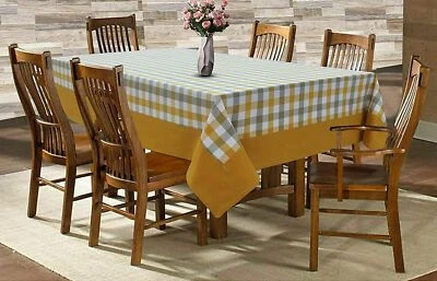 Cotton Checkered Pattern 6 Seater Table Cloth AU - Image 1 of 2