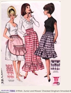 McCalls 7384 Pattern Apron Long/Short Skirt Vintage 1964 Waist 24-28" Uncut - Picture 1 of 4