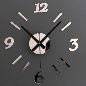 DIY 3D Acrylic Mirror Wall Clock Creative Wall Stickers Europe Quartz Wall Clock - Picture 1 of 6