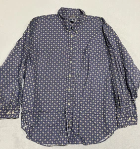Duck Head Paisley Print Vtg 90s Button Down Long Sleeve Casual Polo T Shirt 2XL - Picture 1 of 15