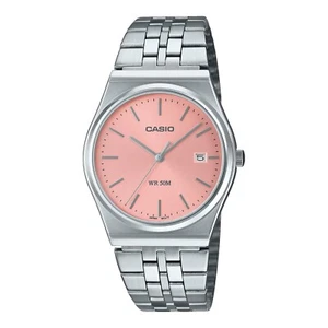 Casio MTP-B145D-4AV Men's Vintage Stainless Steel Pink Dial 3-Hand Analog Watch - Picture 1 of 2
