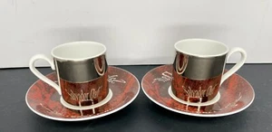 2 Salvador Dali Demitasse Espresso Cups & Saucers, Villeroy & Boch, Mirrored Fun - Picture 1 of 11