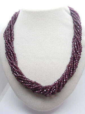 Girocollo Torchon di Granati Naturali Sfaccettati - Collana Pietre Dure Granato - Immagine 1 di 4