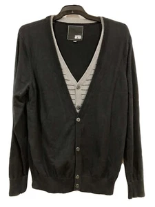 JACK & JONES Heavy Knit Double Black Grey Cardigan Medium *PERFECT CONDITION!!* - Picture 1 of 12