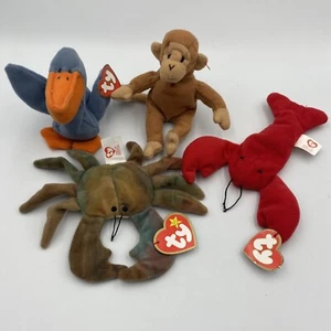 Lot of 4 McDonalds 1993 Ty Teenie Beanie Babies: Pincers, Scoop, Claude, Bongo - Picture 1 of 5