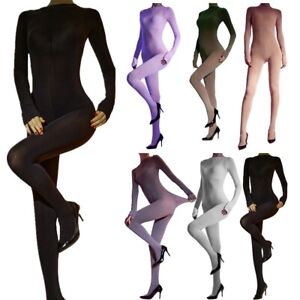 Womens Bodysuit Ultra Soft Open Hip Jumpsuit Seamless Pantyhose Solid Color