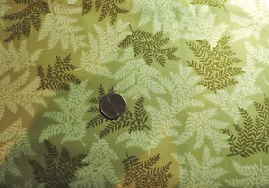 100% Cotton Fabric - Benartex Leaves on Olive Green - By The Yard - Picture 1 of 2