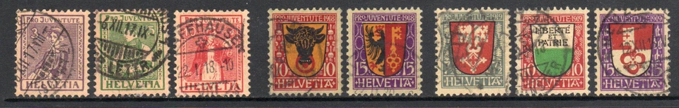 1917-1919 Switzerland B7-B9, B10-B11, B12-B14 Used Lot  3 diff semi postal Sets - Image 1 of 2