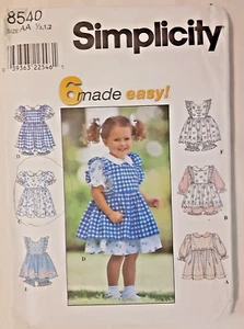 Vintage OOP Simplicity Pattern 8540 Toddler Dress Pinafore & Panties Project (H) - Picture 1 of 2