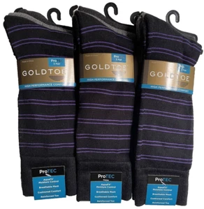 9 Pairs GOLD TOE ProTec Rayon Collection Crew Socks Mens Shoe sz 6-12.5 $63 MSRP - Picture 1 of 8