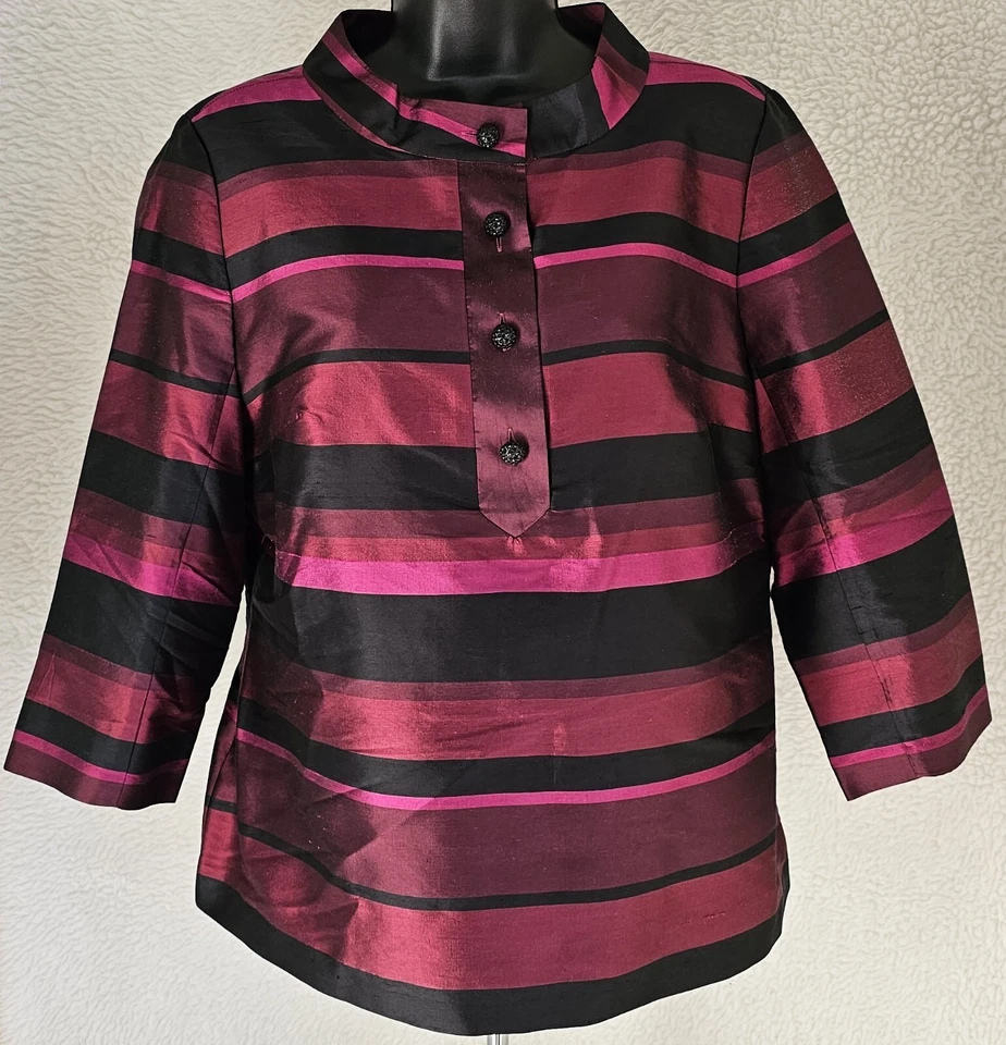 Talbots Womens Shirt Top Blouse Size 10 3/4 Sleeve Round Neck Silk - Image 1 of 4