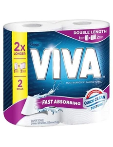 Paper Towel White Double Length 120 Sheets 2 Pack x 1 - Picture 1 of 2