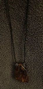 Vintage Antique Cognac Baltic Amber Pendant Necklace Amber Clasp Free shipping - Picture 1 of 6