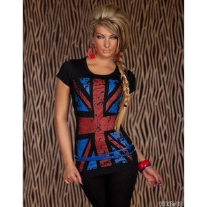 CASUAL WOMENS STUNNING "ENGLISH FLAG" SHORT SLEEVE T-SHIRT BLACK TOP / 764 - Picture 1 of 1