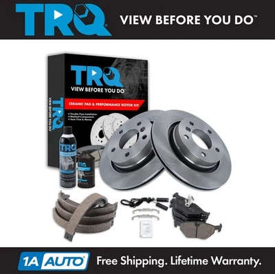TRQ Rear Brake Pad & Rotor Kit Ceramic Fits 2004-2006 BMW 325Ci 2004-2005 325i - Image 1 of 4