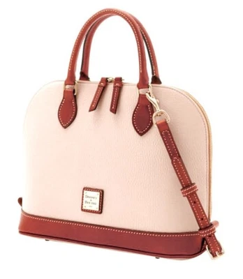 Dooney & Bourke Leather Pebble Grain Zip Zip Satchel Shoulder Bag Blush Lt Pink - Image 1 of 4