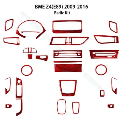 For BMW Z4 E89 2009-2016 Red Carbon Fiber Interior Full Set Cover Trim Kit 29PCS - Image 1 of 4
