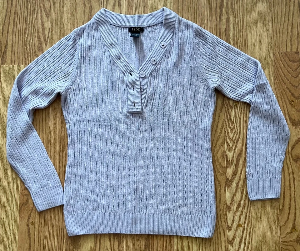 Suéter de punto lavanda suave para mujer IZOD talla S Foto 1 de 1