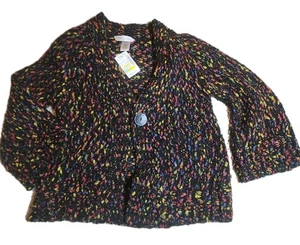 Jillian Nicole Pullover Cardigan Damen Small Boho schwarz Regenbogen kurz Wolle Herbst - Bild 1 von 14
