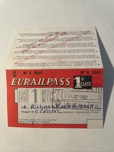 1962 Card Eurailpass 1° Classe, Bureau De NEW YORK USATA - Foto 1 di 2