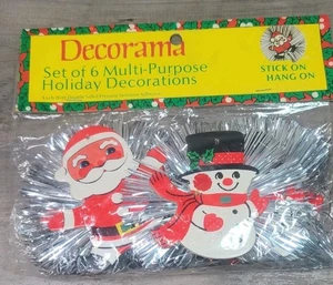 Vtg Decorama Christmas Santa Snowman Tinsel Decorations Ornaments Hong Kong MCM - Picture 1 of 10
