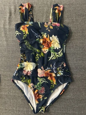 Traje de baño Jantzen 10 Palm Delight Hilda cuello cuadrado barriga Ctrl fruncido una pieza Foto 1 de 4