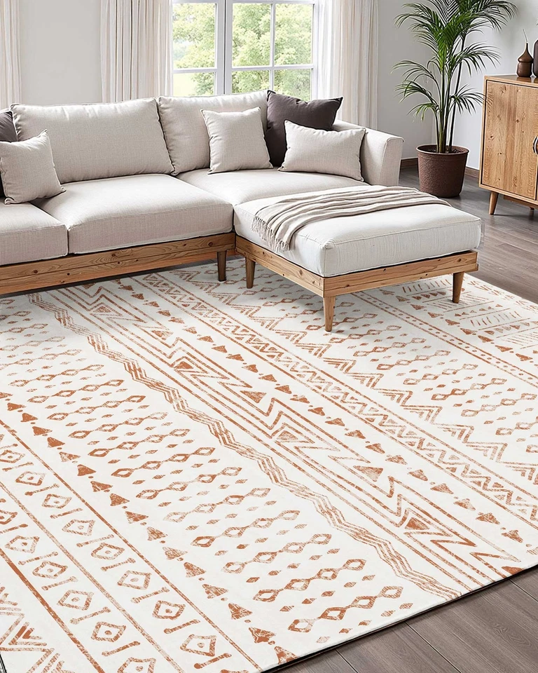 VEVOR Large Area Rug 5x8 ft Anti-Skid and Tear-Resistant Floor Mat Modern Beige