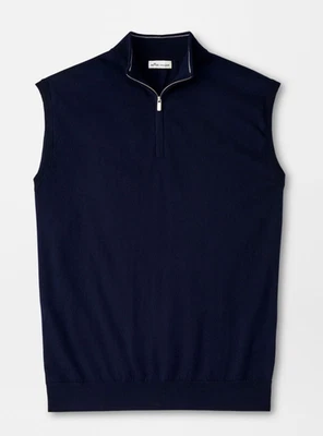 Peter Millar M Crown Autumn Crest Quarter-Zip Vest Gilet Navy Merino Wool NWT - Image 1 of 4
