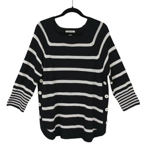 John Paul Richard Sweaters Classic Striped Sleeve 3/4 Knit Button Size XL Womens - Picture 1 of 8