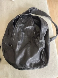 Charles Jourdan Black Leather Double Zip Studded Sling Bag - Picture 1 of 5
