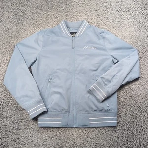 Hollister Jacket Men Small Blue Varsity Academia Full Zip Windbreaker Preppy - Picture 1 of 7