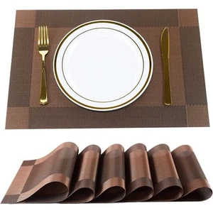 Placemats Set of 6 Dining Table Placeats PVC Material Brown for restaurant hotel - Picture 1 of 7