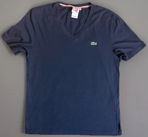 Lacoste Live Men’s Navy V-Neck T-Shirt Size 4 (M) 100% Cotton Made in Peru - Picture 1 of 6