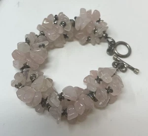 Pulsera de Colección PLATA ESTERLINA 925 Cadena Cuarzo Rosa Racimo Joyería Cierre de Palanca - Imagen 1 de 9