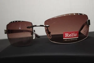 Relic MARLEY WS6121 Y2K Glam Rimless Rhinestone Brown Sunglasses Diva Retro NWT - Picture 1 of 6