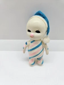 Vintage Snow Baby Candy Striped Posable Standing Rubber Pixie Ornament Japan  - Picture 1 of 10