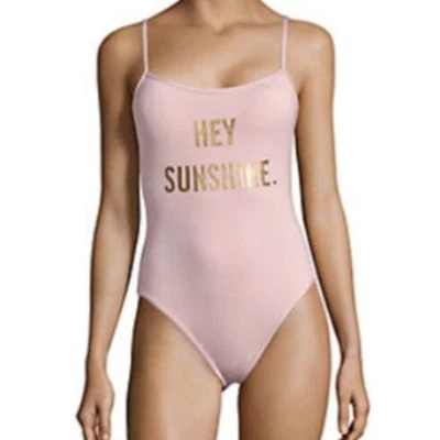 Traje de baño Kate Spade Hey Sunshine rosa claro de una pieza talla grande Foto 1 de 4