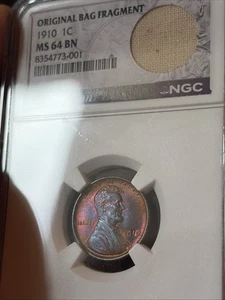 1910 P 1c Lincoln Wheat One Cent NGC MS 64 BN Toning Toned Colors Both Surfaces - Picture 1 of 17