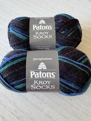 Hilo de calcetín de mezcla de lana Patons Kroy ~ Lote de 2 madejas ~ Rayas mágicas 55723 Foto 1 de 4