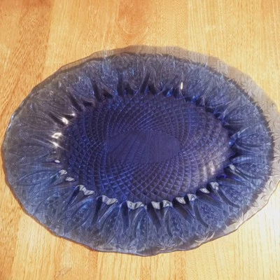 Plato ovalado Avon Royal Sapphire Collection 13,5" azul cobalto Francia Foto 1 de 4