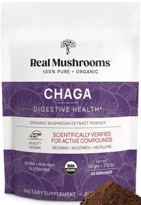 Real Mushrooms Chaga Powder - Organic Mushroom Supplement with Extract for Di... - Picture 1 of 8