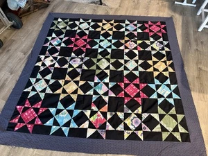 Pinwheel Star Colorful Patchwork Quilt Top 84” X 82” Just Needs Backing, Quilted - Picture 1 of 5