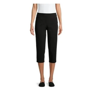 Time & Tru schwarze Damen-Caprihose zum Überziehen Viskose-Mischung Stretch Taschen Größe M - Bild 1 von 9