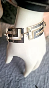 Bracciale maglia Messico argento massiccio chiave greca 7 1/2" SPLENDIDO! 21,2 mm 20 g - Foto 1 di 8