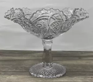 Imperial Glas klar Hobstar & Bogen Kompott. Herzstück. 10,5" B x 8,5" H - Bild 1 von 5