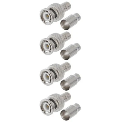 4x BNC Male Crimp On RG59 Coax Coaxial Cable Connector Adapter For CCTV Camera - Image 1 of 2