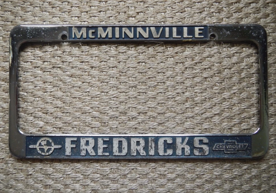 McMinnville Fredricks Chevrolet Dealership License Plate Frame Chrome Tag Holder - Image 1 of 1