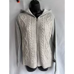 Felpa con cappuccio e zip intera Others Fellow nuova con etichetta maglia cavo S lana cotone grigio - Foto 1 di 10